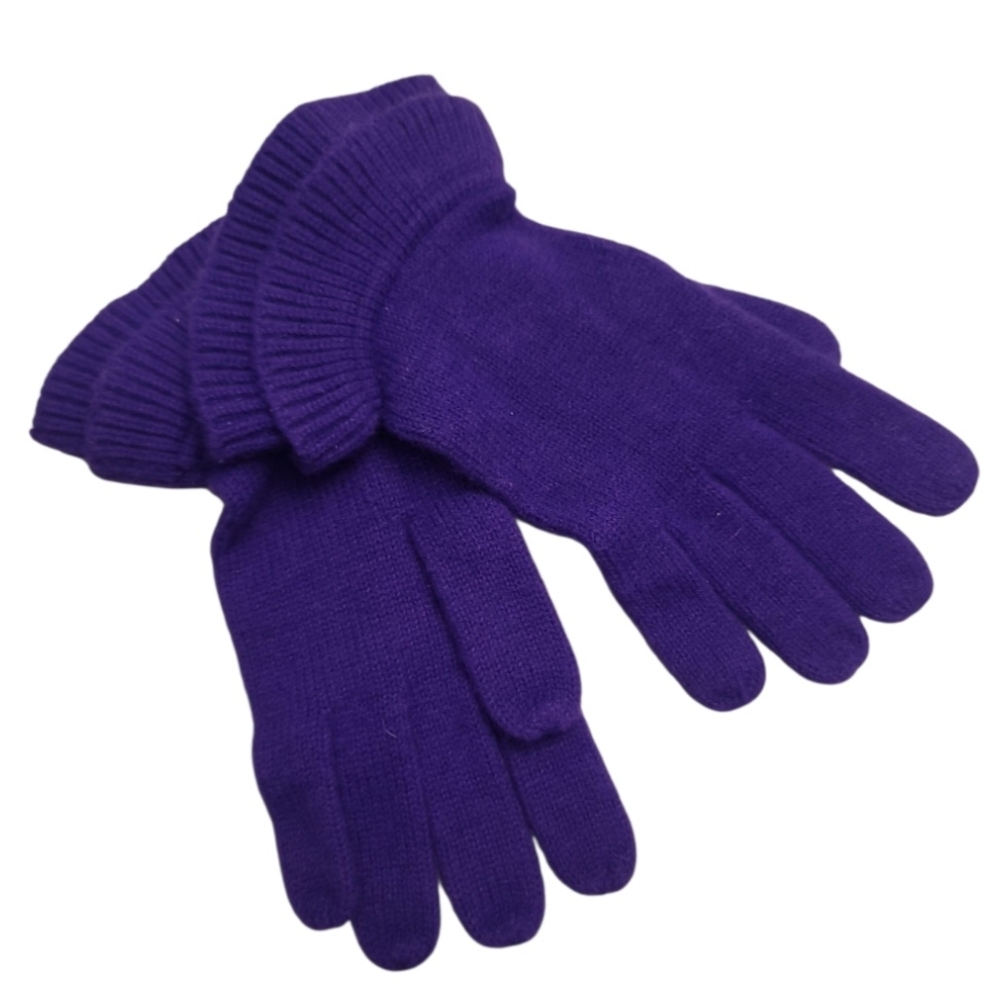 Talbots Vibrant Purple Knit Ruffled Gloves NWOT *free gift w/purchase*